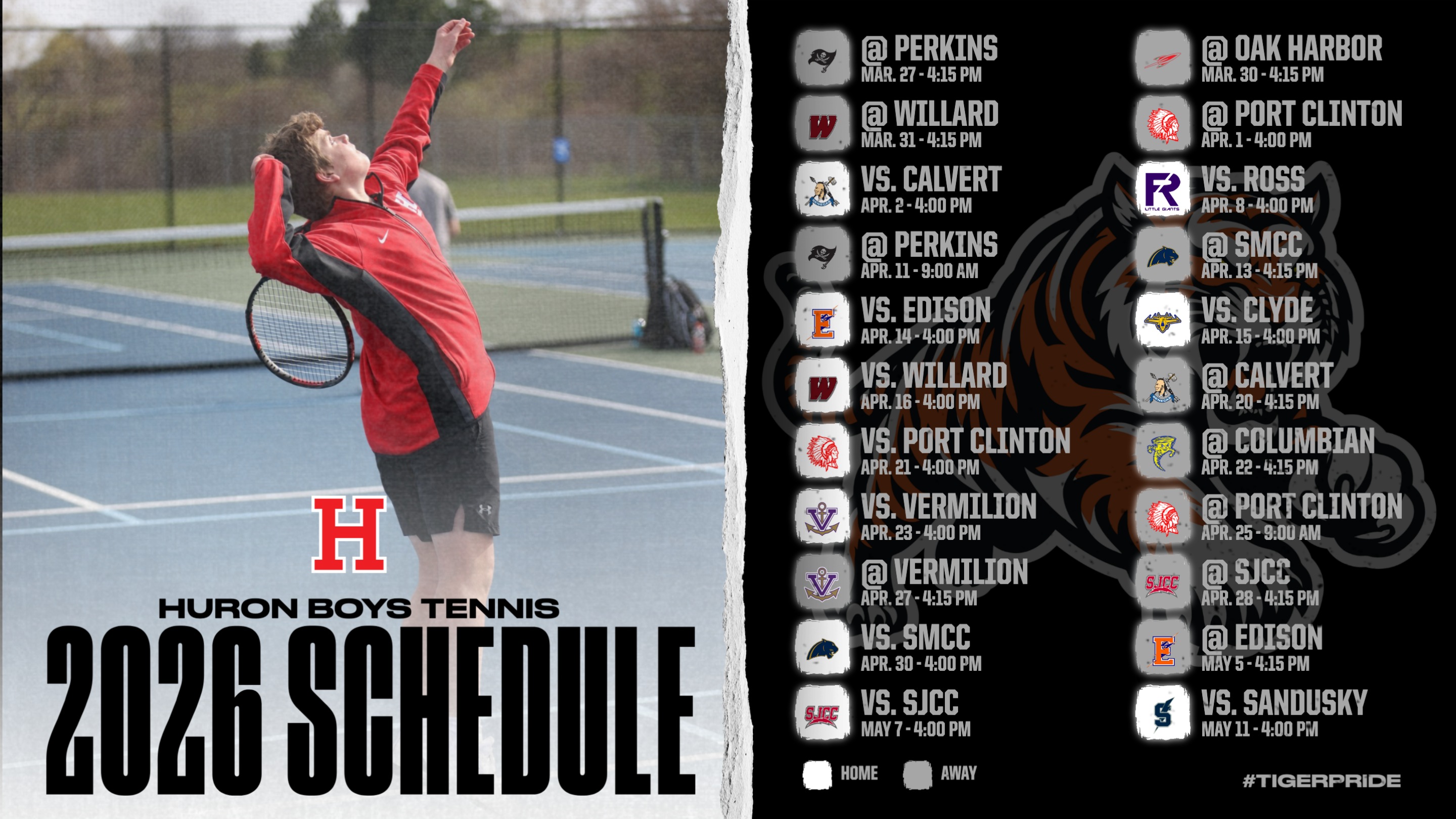 2026 HHS Boys Varsity Tennis Schedule